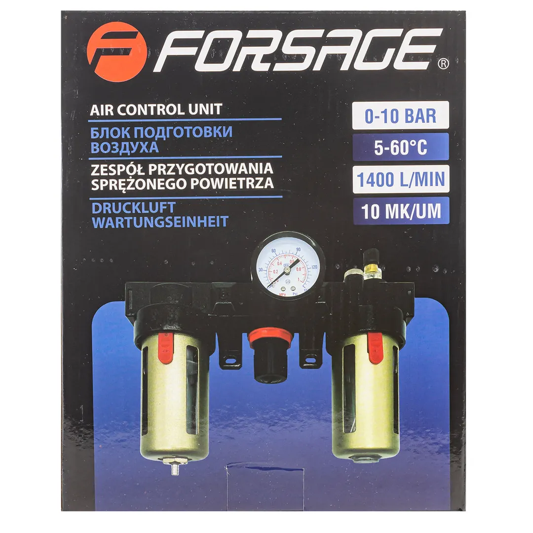 Блок подготовки воздуха, фильтр-регулятор + лубрикатор, 1/2" Forsage F-BC4000