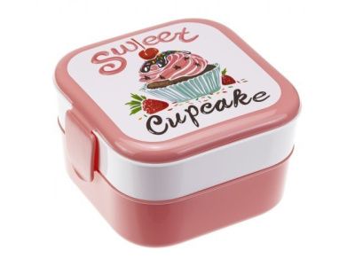 Контейнер для обеда, 0,4+0,4 л - капкейки IDEA М1232