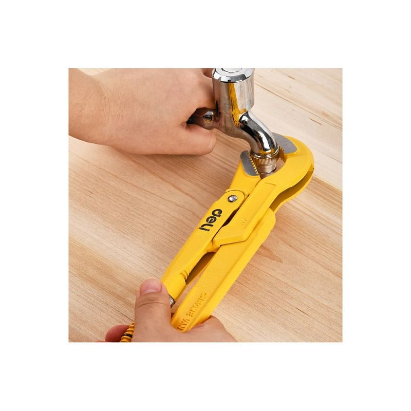 Ключ трубный Deli YS EDL105255 1.5, тип S, расрытие губок 55 мм, желтый