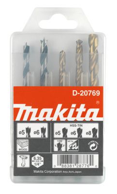 Набор сверел по дереву и металлу, 5 шт. Makita D-20769