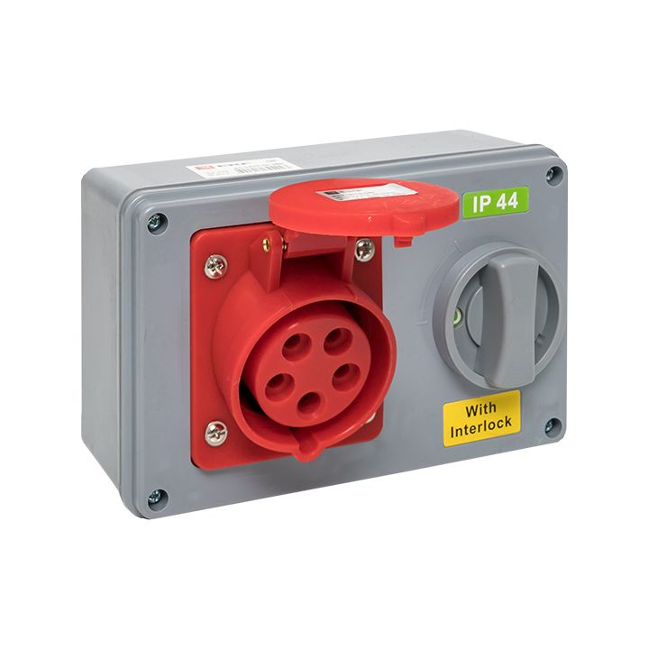 Розетка с блокировкой и выключателем 1415 3Р+РЕ+N 16А 380В IP44 EKF ps-1415-16-380