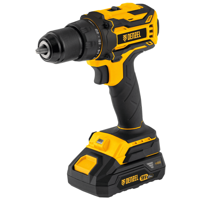 Дрель-шуруповерт аккумуляторная, бесщет. BLDL-18-02 Li-Ion, 18 В Denzel 26140