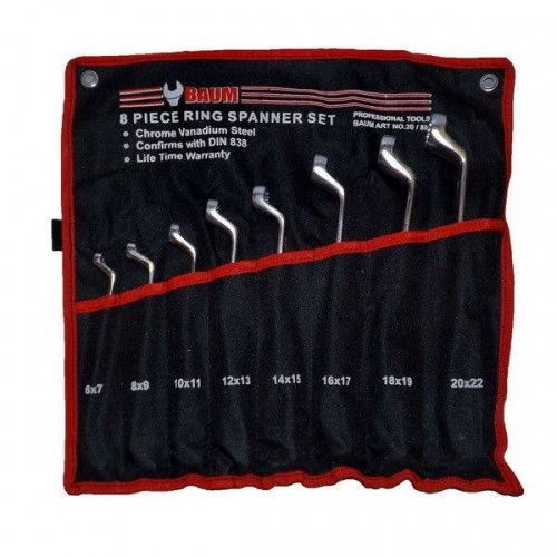 Набор накидных ключей отогнутых на 75° 6-22 мм 8 пр. BAUM 20-08M