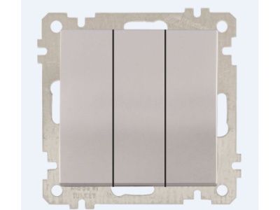 Выключатель 3-клав., скрытый, без рамки, пруж. зажим серебро, DARIA, 10 A, 250 V, IP 20 Mutlusan 2100 409 0182