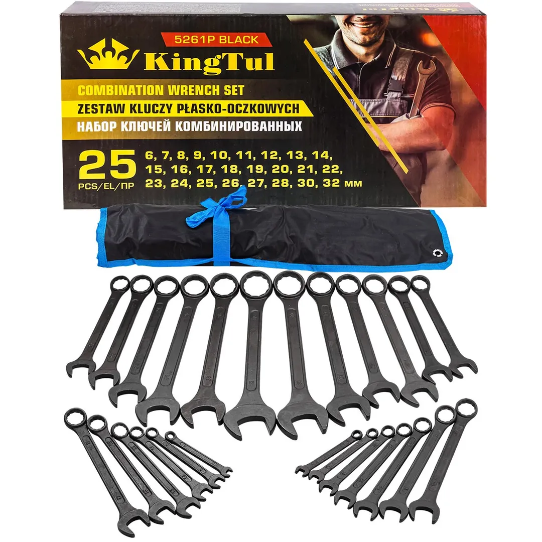 Набор ключей комбинированных 6-32 мм 25 пр KINGTUL KT-5261P Black