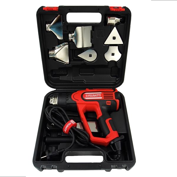 Фен строительный 2300, 2300 Вт, 9 насадок (керамический нагреватель) Felisatti FT2004 Felisatti