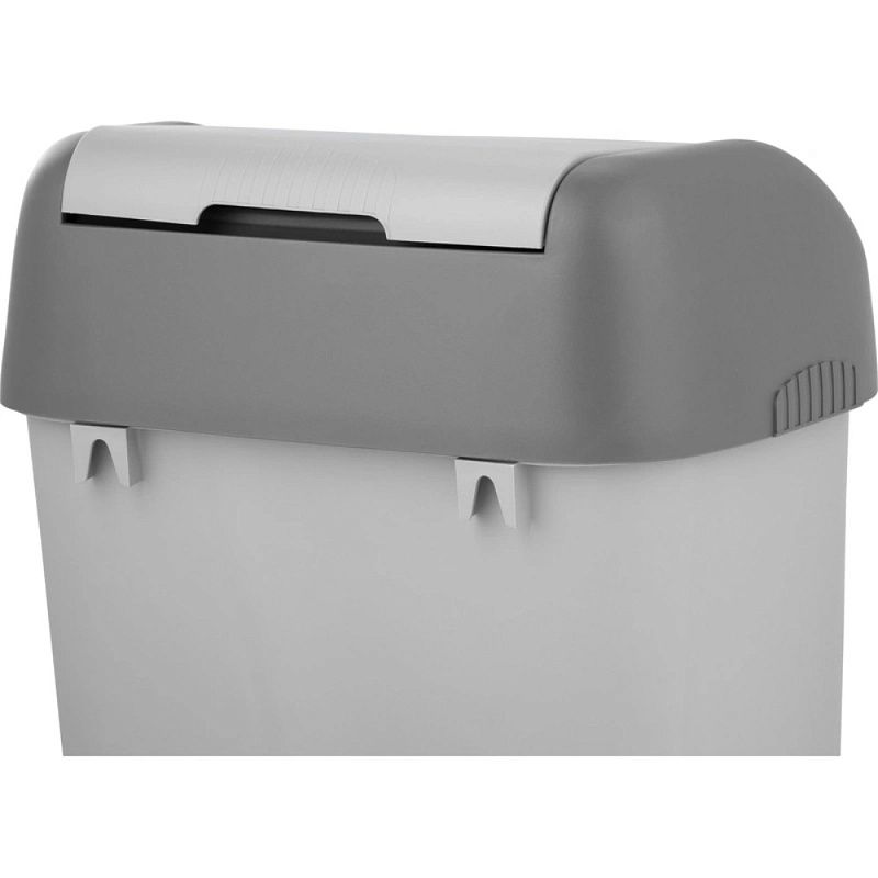 Урна для мусора 14л, пластик, с крышкой, серый