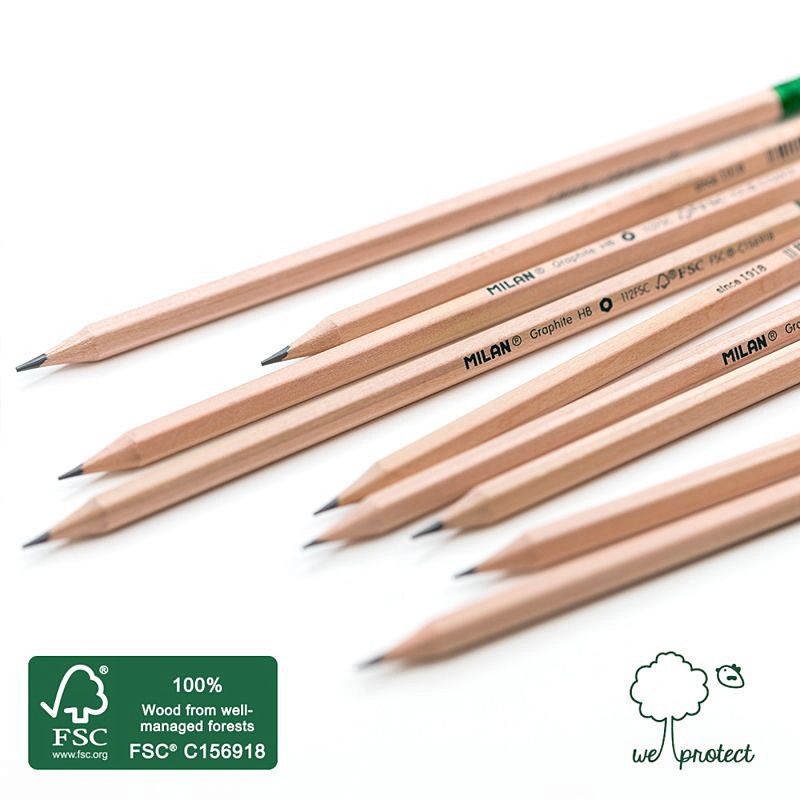 Карандаш простой "Milan", HB, без ластика, бежевый