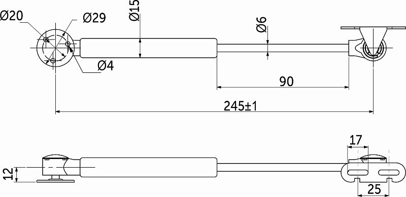 Подъемник газовый верхний 80N белый AKS 115818