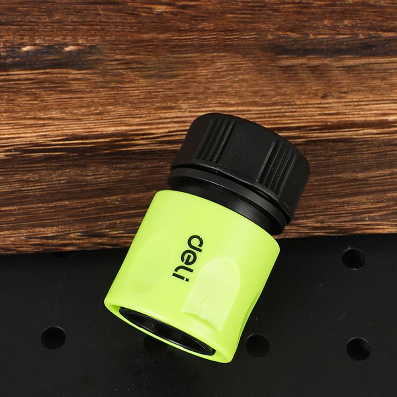 Соединитель-коннектор для шлангов Deli GS EDL8793, 1/2", быстросъемный с аквастопом, черный, зеленый