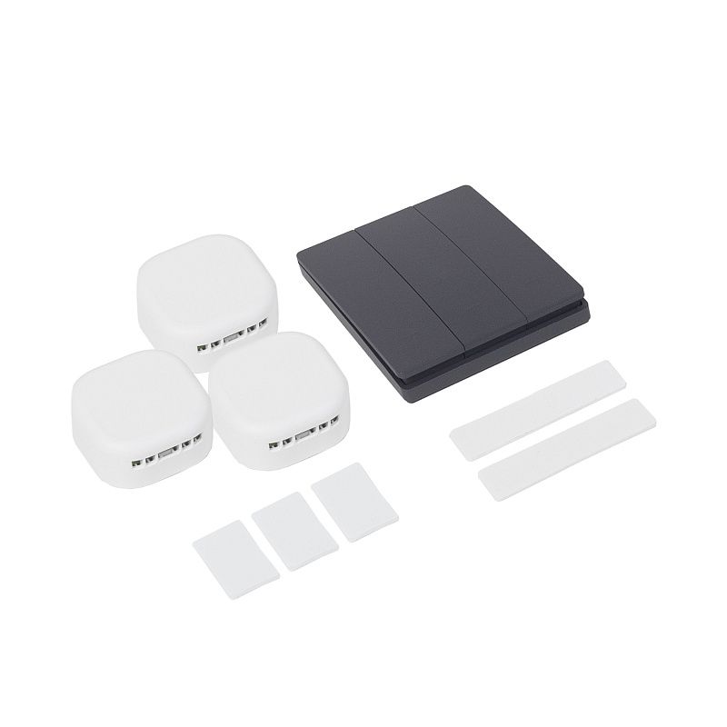 Выключатель кинетический, с реле, 3 клавиши, графит, с Wi-Fi, AKS 124635