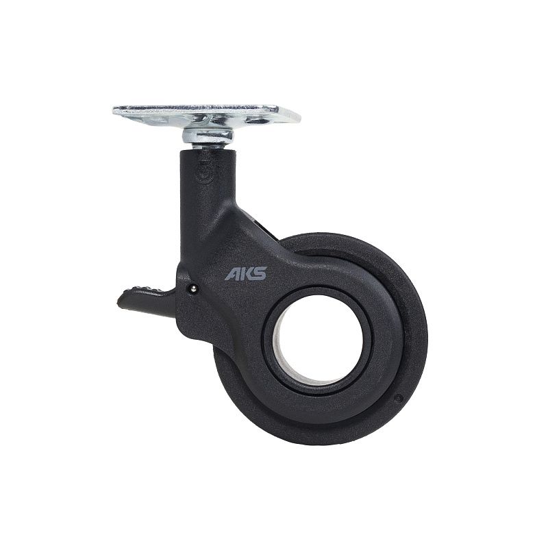 Колесо меб. GALAXY d60 h94 с площадкой с торм., черный AKS 122706