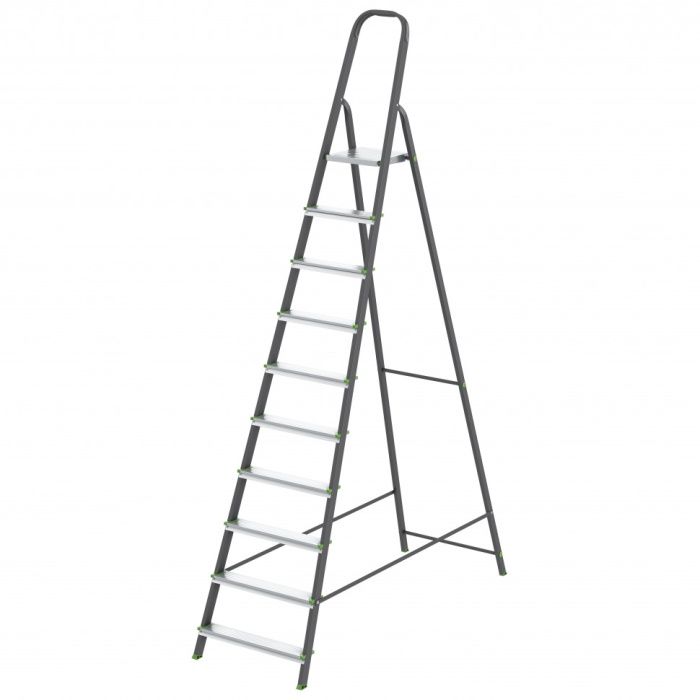 Стремянка, 10 ступеней, стальной профиль, алюминиевые ступени Россия Сибртех 97960