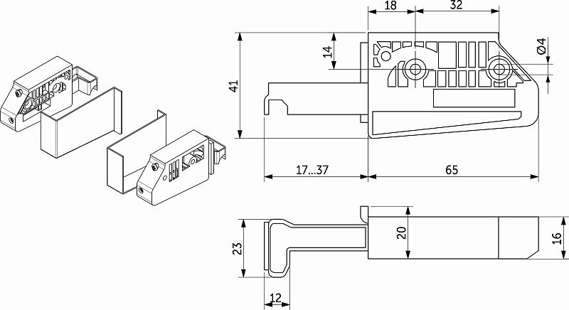 Навес кухонный регулируемый ABS левый+правый + серые заглушки PRIME by AKS 123814
