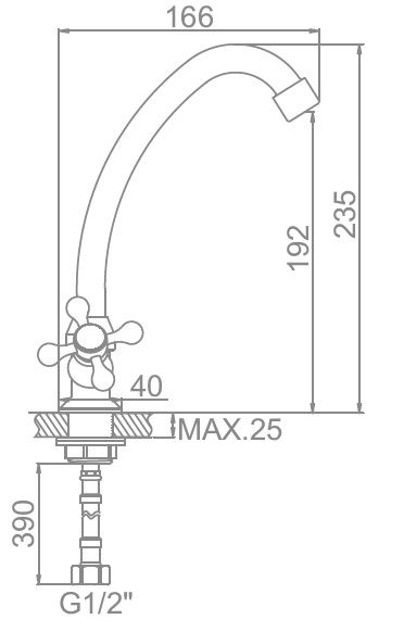 Смеситель для кухни, цинк, хром Ledeme L4927