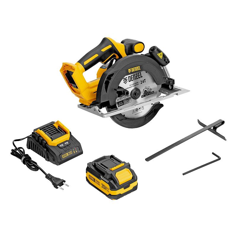 Пила циркулярная аккумуляторная бесщет. CCSH-BL-20-185, 185 мм, Li-Ion, 20 В Denzel 27409