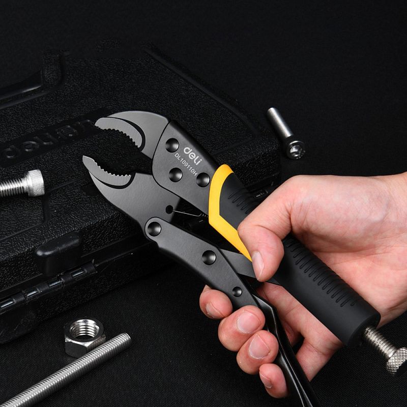 Струбцина с фиксатором Deli YS DL109010H, 205 мм., желтый, черный