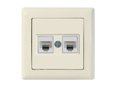 Розетка компьютерная 2xRJ45 (Cat6, скрытая) кремовая, DARIA, ((2xRJ 45) 8-pin, соединения типа 568A или 568B) Mutlusan 21201410102