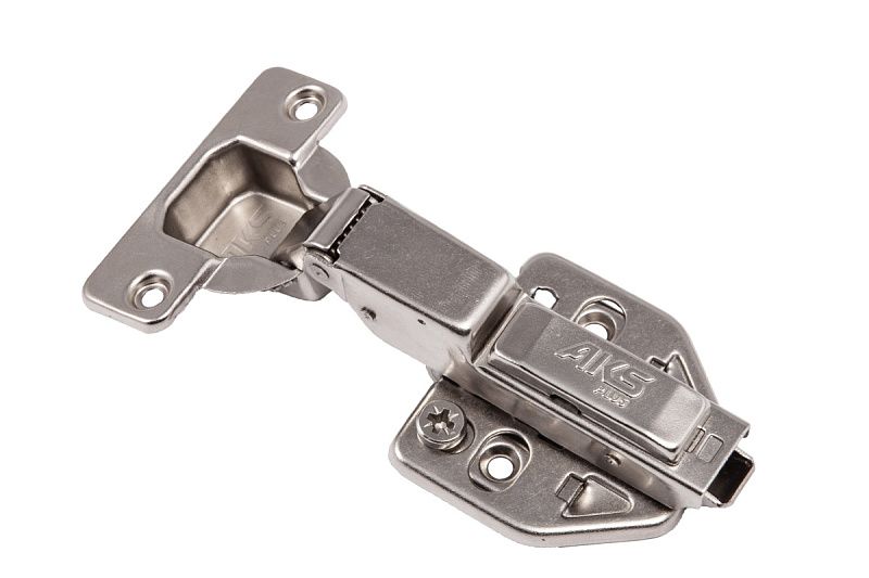 Петля полунакладная с доводчиком 48мм h3 clip-on 3D (еврошурупы, заглушки) AKS PLUS 104661