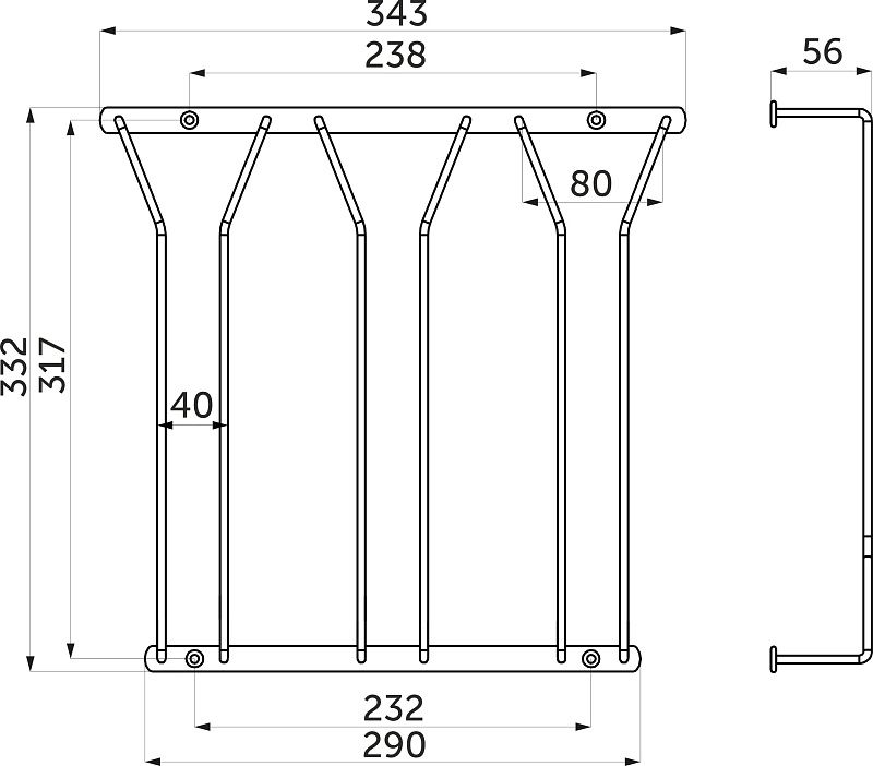 Держатель подвесной для бокалов трехрядный, черный AKS 123871
