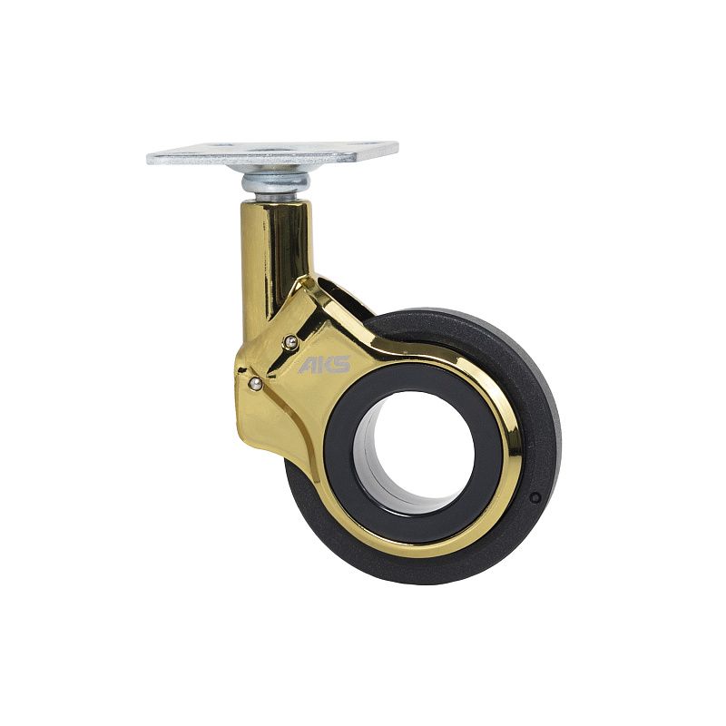 Колесо меб. GALAXY d60 h94 с площадкой, золото/черный AKS 122711