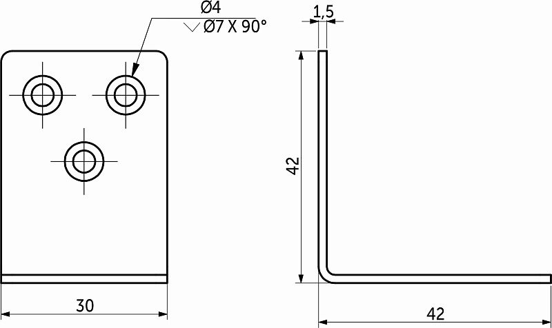Уголок металлический FSC-01 42х42х30, 1.5, белый цинк, уп/ 0,5 тыс.шт, BY 114917