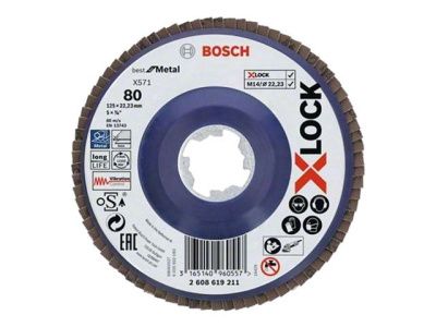 Круг лепестковый 125х22.2 мм G80 плоский BEST FOR METAL X-LOCK Bosch 2608619211