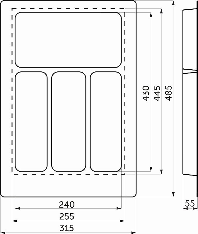 Лоток для столовых приборов 400 PIXEL 315*485, черный AKS 117248