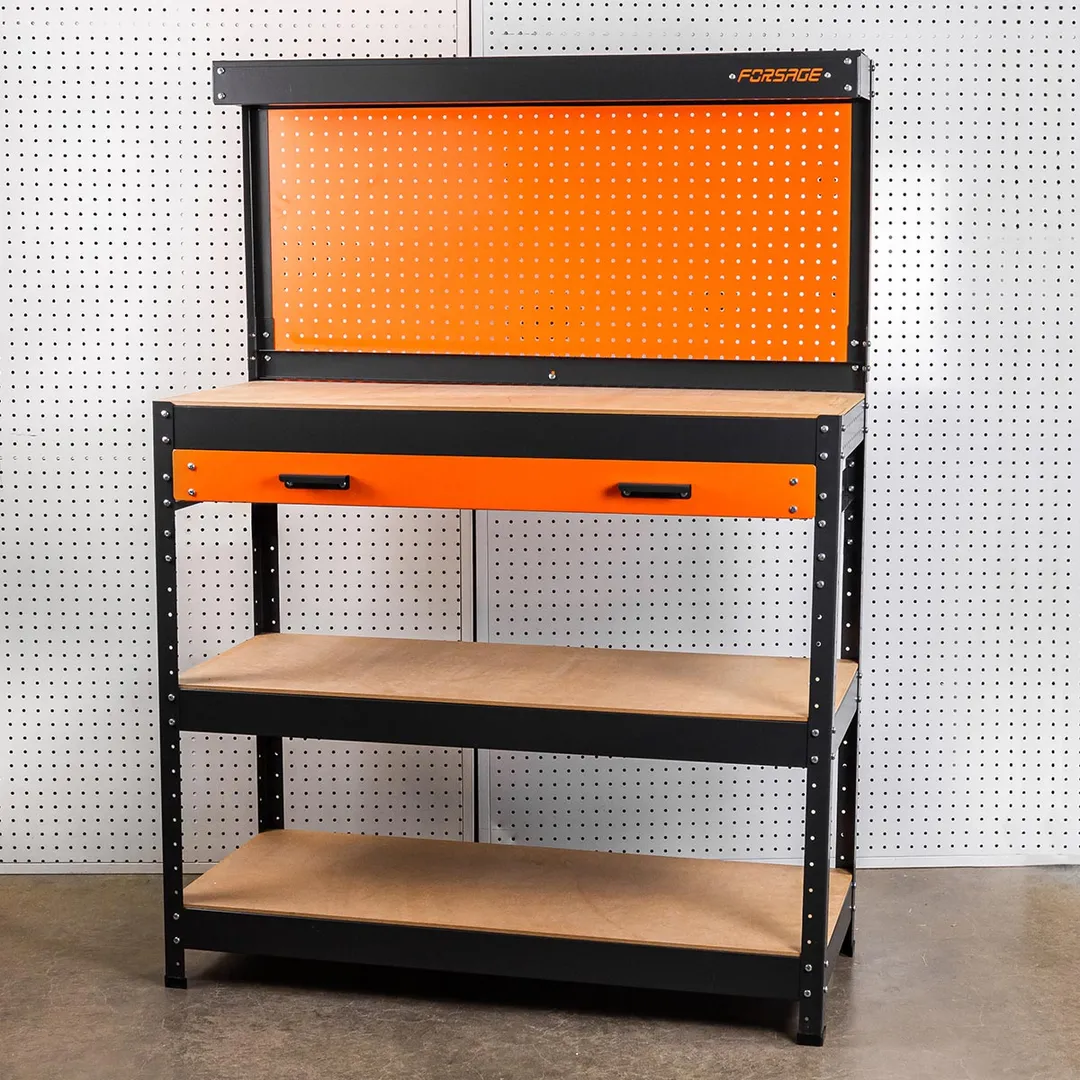 Верстак металлический 1000х400х1400 мм с одной выдвижной полкой Forsage F-WT00305