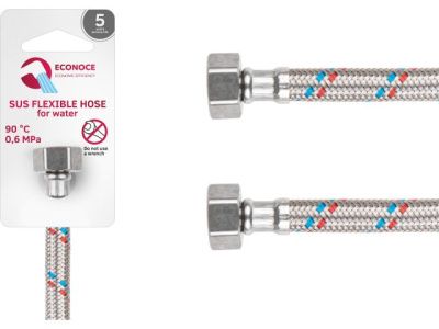 Подводка гибкая, SUS, гайка 1/2" - гайка 1/2" 60 см ECONOCE EC020060