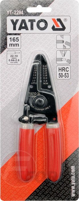 Щипцы-съемник изоляции проводов 0.64-2.6/22-10 AWG Yato YT-2294