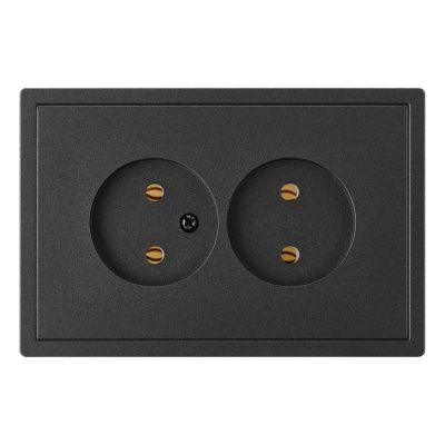 Розетка 2-ая (скрытая б/з) графит Carre Bylectrica РС16-0641 графит