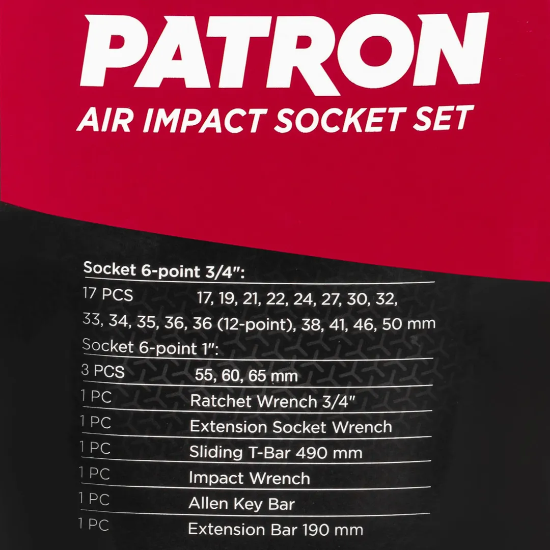 Набор инструментов ударных 26 пр, 3/4'', 1'' 6-гр. PATRON P-68262-5MPB