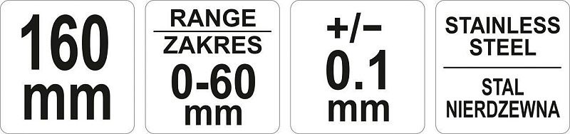 Штангенциркуль для тормозных дисков 160 мм 0-60 мм Yato YT-72090