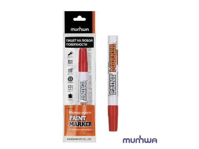Маркер-краска промышленный красный INDUSTRIAL, толщ. линии 4 мм, красный, европодвес MUNHWA IPM-03/1РEs