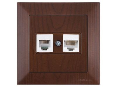 Розетка телефонная + компьютерная, RJ12+Cat5e, скрытая, орех, DARIA, Cat-3, RJ 12, 4-pin +, RJ 45, 8-pin, Mutlusan 21201390157