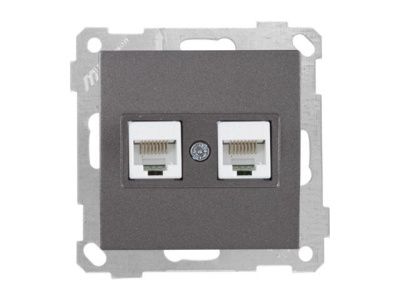 Розетка компьютерная 2xRJ45, Cat5e дымчатая, ELITRA, Mutlusan 2270 138 0195