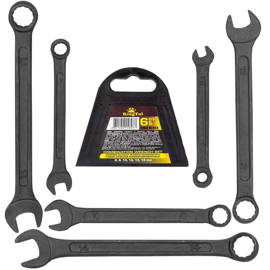 Набор ключей комбинированных 6-14 мм 6 пр KINGTUL KT-5068 Black