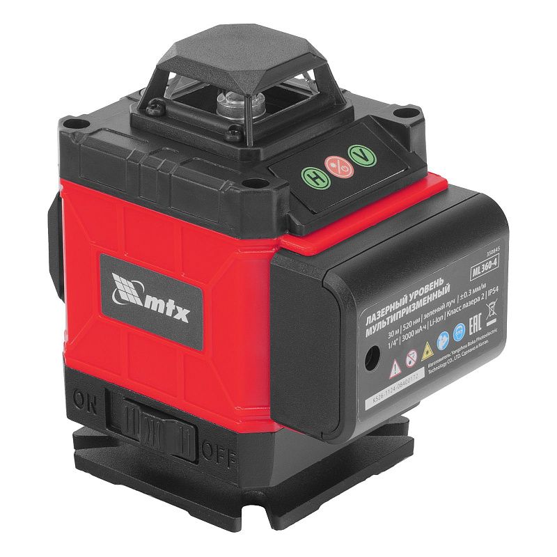 Лазерный уровень м-призм. ML 360-4 Pro SET, 30 м, акк. Li 3000 мАч, состоит из 2 частей MTX 350845
