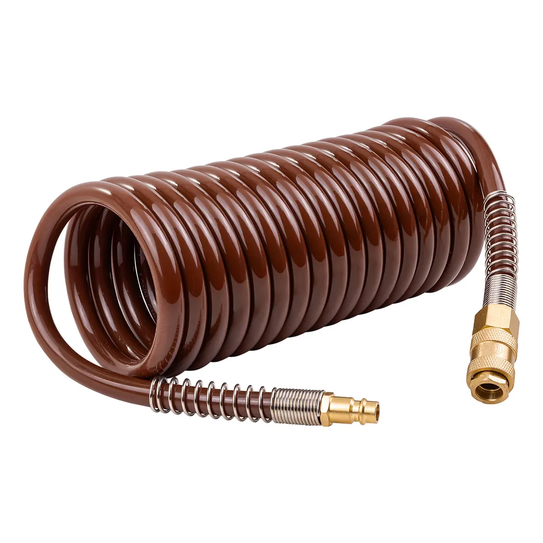 Пневмошланг витой полиуретановый 8х12 мм, 5 м с быстроразъемами FORSTIME FT-1208-5M