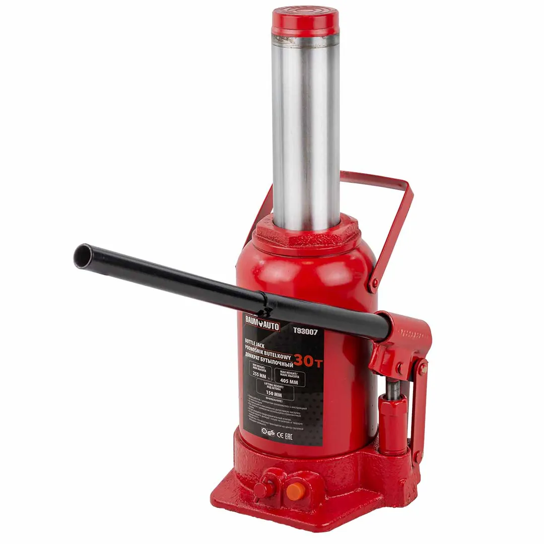 Домкрат бутылочный 30 т с клапаном, 255-405 мм BaumAuto BM-T93007