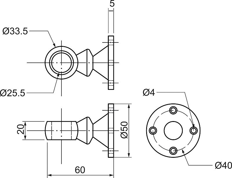 Держатель дистанционный проходной трубы d25, 992, черный AKS 113967