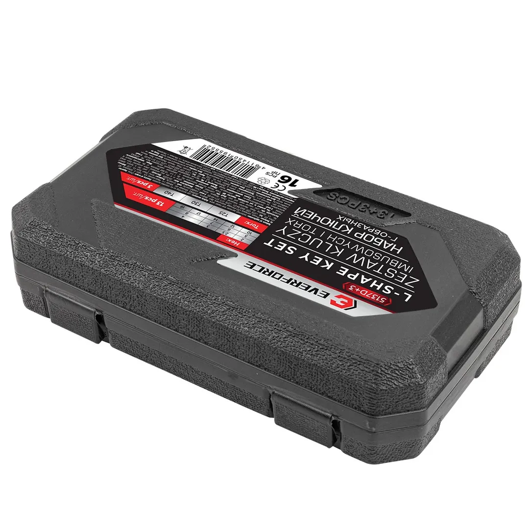 Набор Г-образных ключей HEX (6-гр) 2-19 мм, TORX T25, T30, T40 13+3 пр EVERFORCE EF-5137D+3