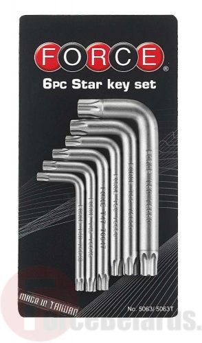 Набор Г-обр. ключей Torx с отверстием Т40Н-Т60Н 6 пр. Force 5063T
