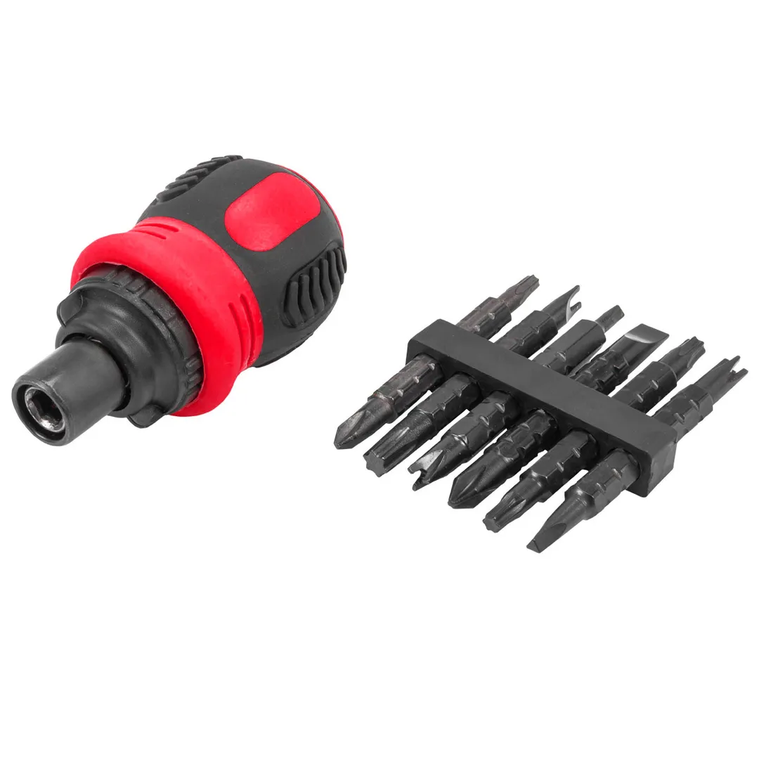 Отвертка реверсивная в комплекте с двусторонними битами ForceKraft FK-32807MR