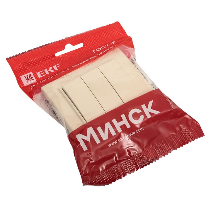 Выключатель 3-кл, СП 10А бежевый Минск EKF ERV10-024-20