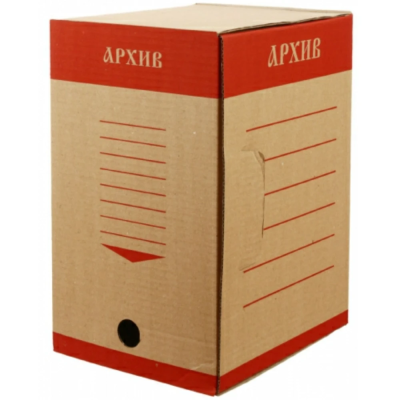 Коробка архивная "Эко", 200x327x240 мм, бурый, красный