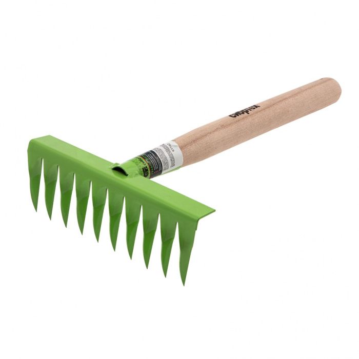 Грабли витые 10-зубые, 200 х 390 мм, стальные, деревянная рукоятка, Агроном, Россия Сибртех 61762