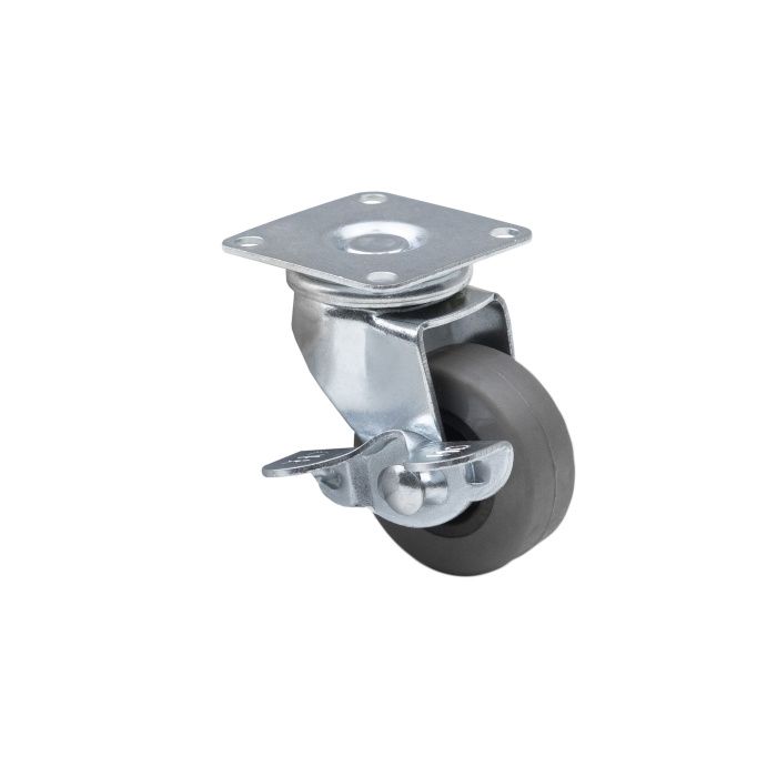 Колесо меб. d40 h58 с площадкой с рез.ободом с торм., серый AKS 72657