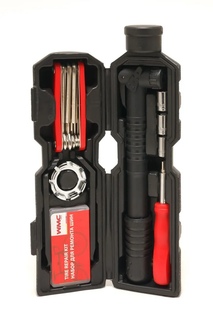 Набор инструментов для обслуживания велосипеда 27 пр., держатель фляги, в черной тубе WMC TOOLS WMC-2727B